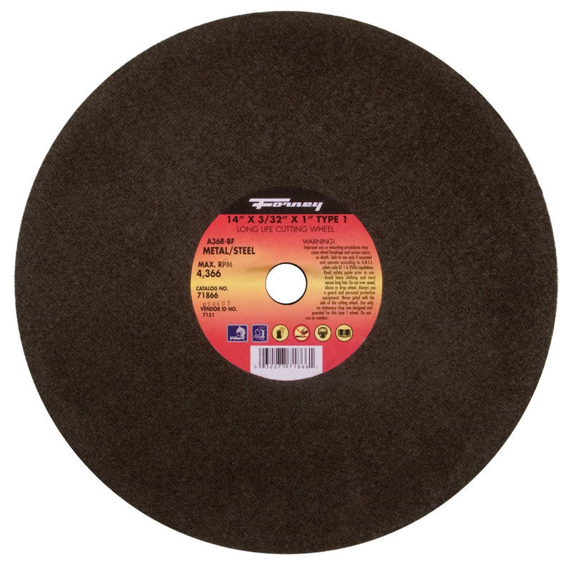 Forney 14 in. D X 1 in. X 3/32 in. thick Aluminum Oxide Metal Cutting Wheel 1 pc