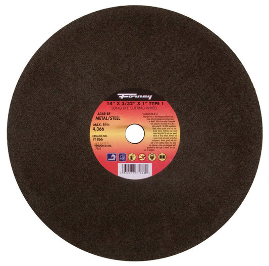 Forney 14 in. D X 1 in. X 3/32 in. thick Aluminum Oxide Metal Cutting Wheel 1 pc