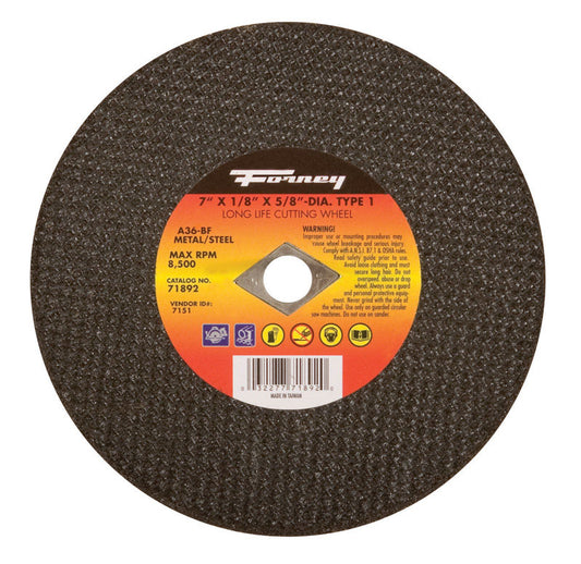Forney 7 in. D X 5/8 in. X 1/8 in. thick Aluminum Oxide Metal Cut-Off Wheel 1 pc
