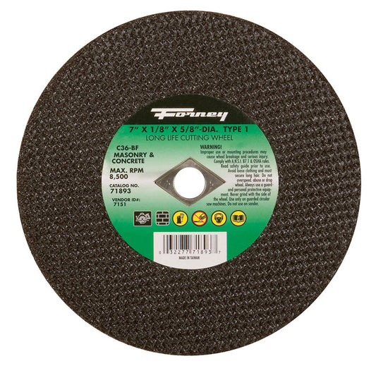 Forney 7 in. D X 5/8 in. X 1/8 in. thick Silicon Carbide Masonry Cutting Wheel 1 pc