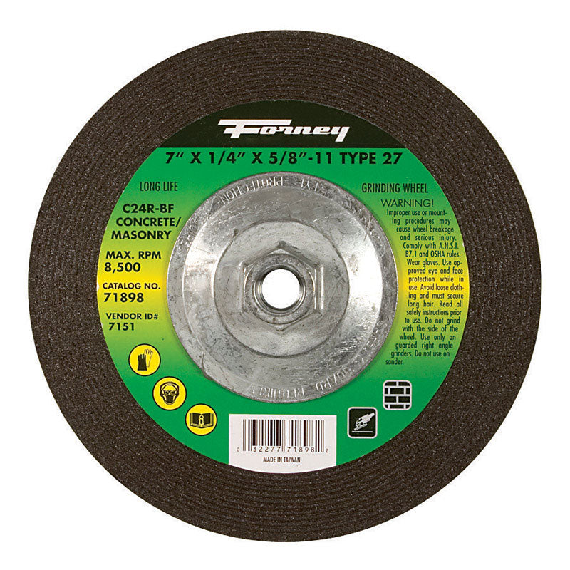 Forney 7 in. D X 5/8 in. in. X 1/4 in. thick Masonry Grinding Wheel 1 pc