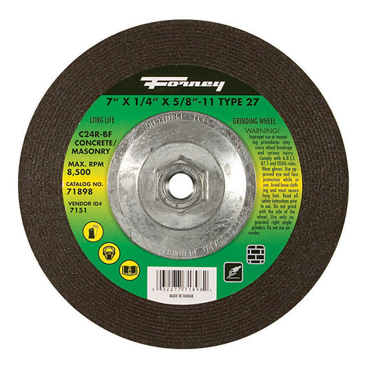Forney 7 in. D X 5/8 in. in. X 1/4 in. thick Masonry Grinding Wheel 1 pc