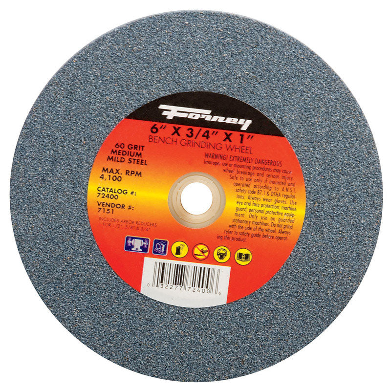 Forney 6 in. D X 1 in. in. X 3/4 in. thick Bench Grinding Wheel 1 pc