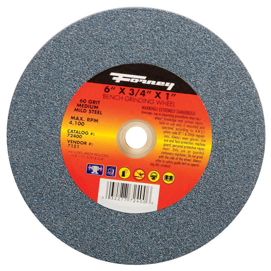 Forney 6 in. D X 1 in. in. X 3/4 in. thick Bench Grinding Wheel 1 pc