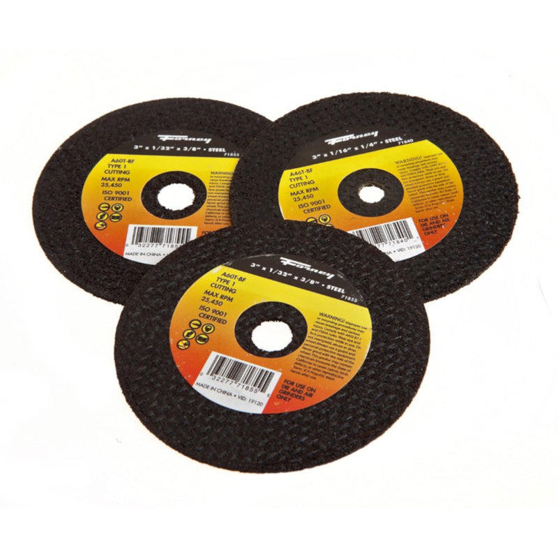 Forney 3 in. D X 7/8 in. X .040 in. thick Aluminum Oxide Cut-Off Wheel Kit 1 pc