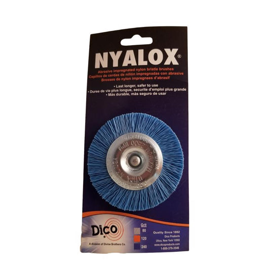 Dico Nyalox 3 in. Fine Crimped Mandrel Mounted Wheel Brush Nylon 2500 rpm 1 pc