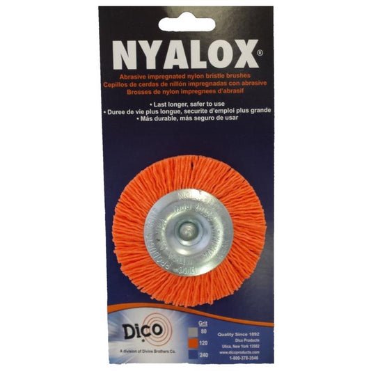 Dico Nyalok 3 in. Medium Crimped Mandrel Mounted Wheel Brush Nylon 2500 rpm 1 pc
