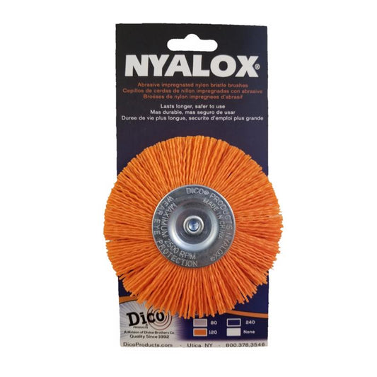 Dico Nyalox 4 in. Medium Crimped Mandrel Mounted Wheel Brush Nylon 2500 rpm 1 pc