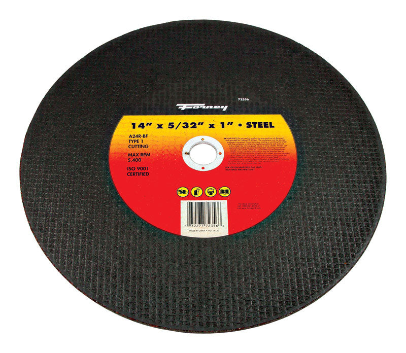 Forney 14 in. D X 1 in. X 5/32 in. thick Aluminum Oxide Metal Cutting Wheel 1 pc