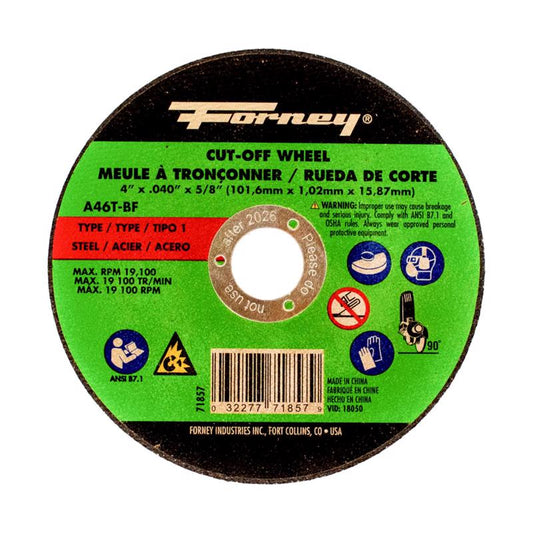 Forney 4 in. D X 5/8 in. X .040 in. thick Aluminum Oxide Metal Cut-Off Wheel 1 pc