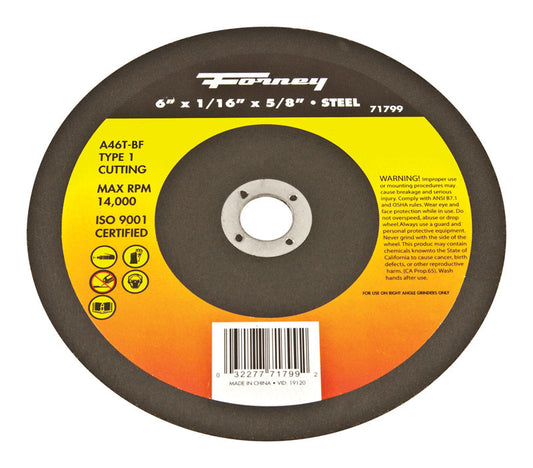 Forney 6 in. D X 5/8 in. X 1/16 in. thick Aluminum Oxide Metal Cut-Off Wheel 1 pc