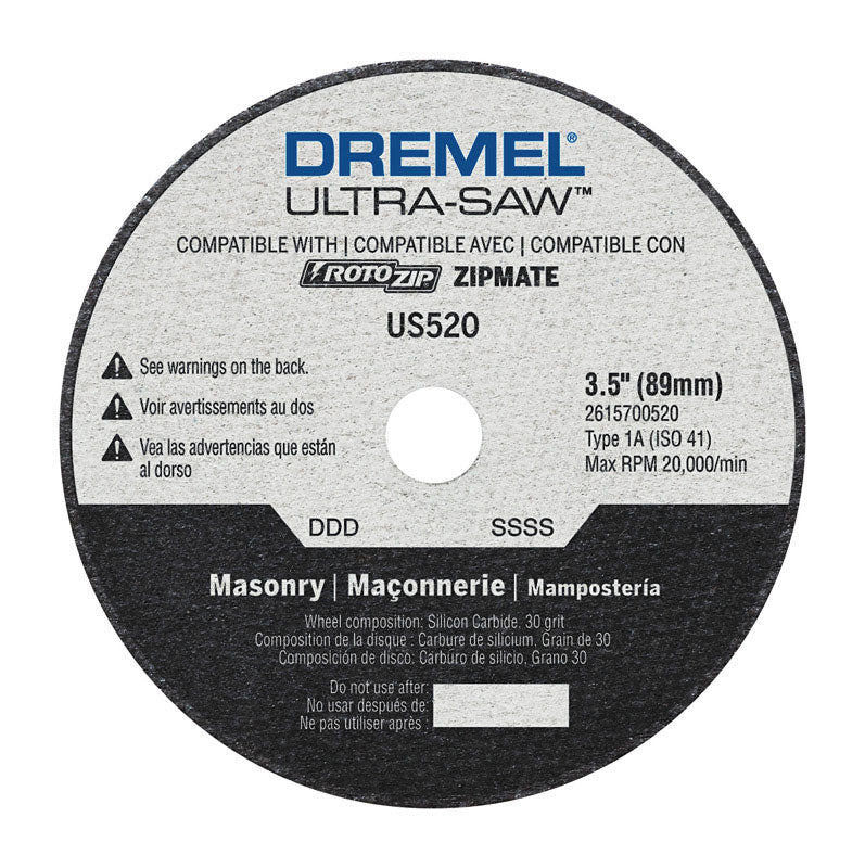 Dremel Ultra-Saw 3-1/2 in. D X 1/2 in. X 0.094 in. thick Silicon Carbide Masonry Cutting Wheel 1 pk