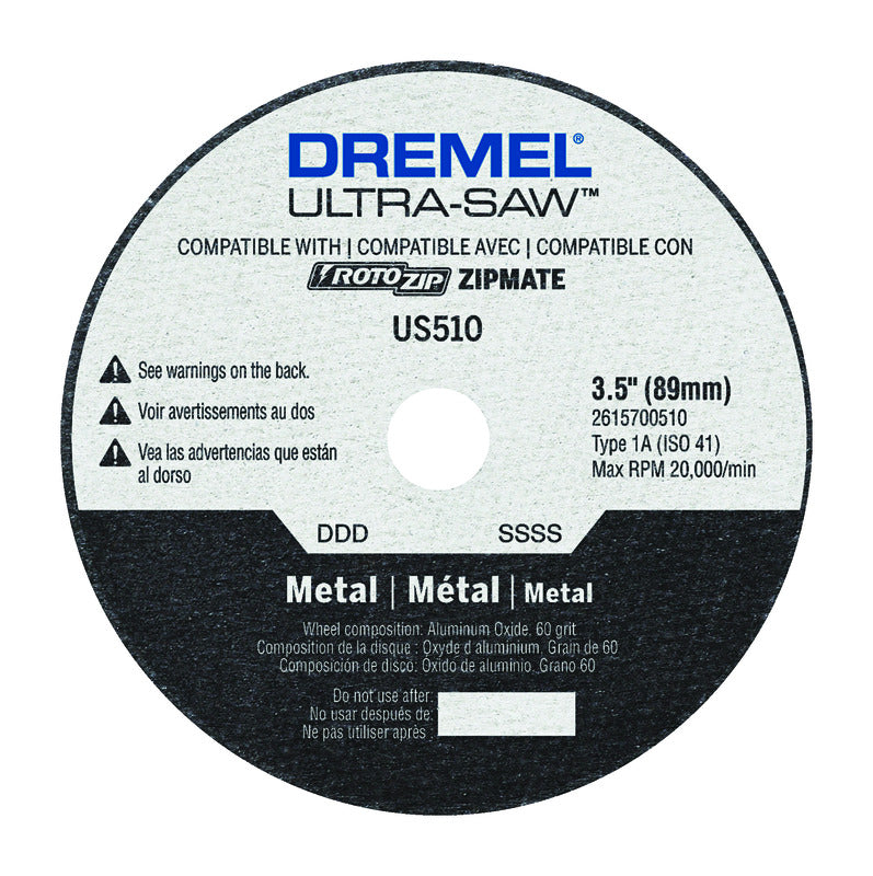 Dremel Ultra-Saw 3-1/2 in. D X 1/2 in. X 0.049 in. thick Aluminum Oxide Metal Cutting Wheel 1 pc