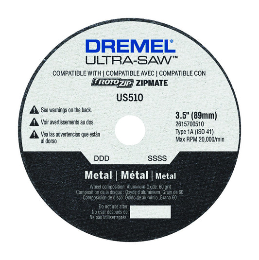 Dremel Ultra-Saw 3-1/2 in. D X 1/2 in. X 0.049 in. thick Aluminum Oxide Metal Cutting Wheel 1 pc