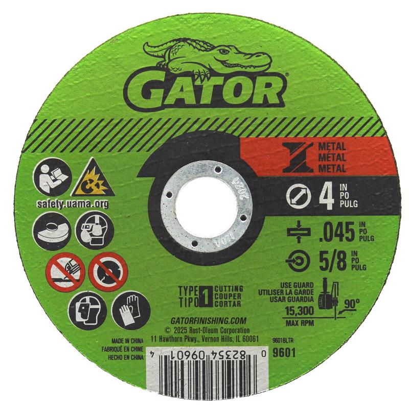 Gator 4 in. D X 5/8 in. X .045 in. thick Aluminum Oxide Type 1 Cut-Off Wheel 1 pc