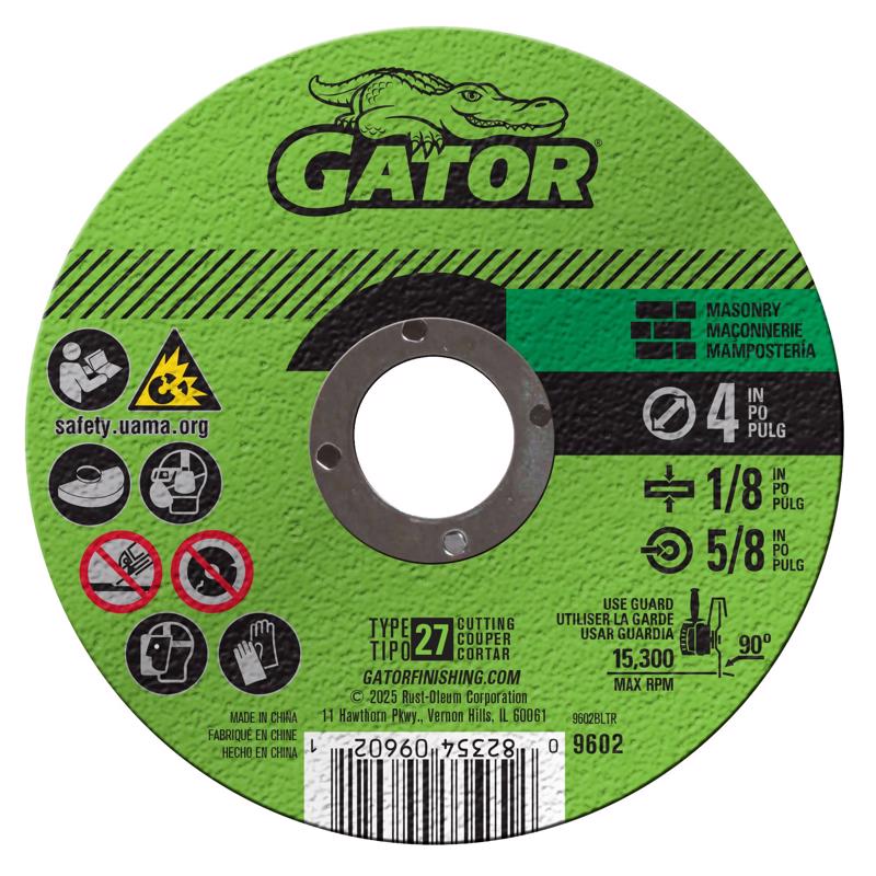 Gator 4 in. D X 5/8 in. X 1/8 in. thick Masonry Grinding Wheel 1 pc