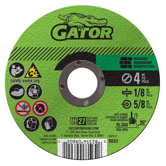Gator 4 in. D X 5/8 in. X 1/8 in. thick Masonry Grinding Wheel 1 pc