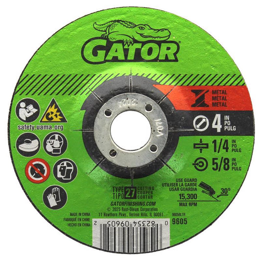 Gator 4 in. D X 5/8 X 1/4 in. thick Metal Grinding Wheel 1 pc