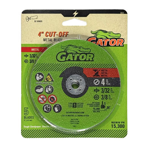 Gator 4 in. D X 3/8 in. X 3/32 in. thick Aluminum Oxide Type 1 Metal Cut-Off Blade 5 pc