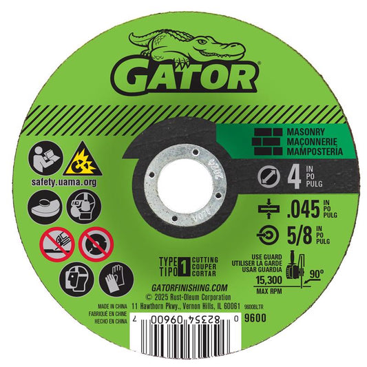 Gator 4 in. D X 5/8 in. X .045 in. thick Aluminum Oxide Type 1 Masonry Cut-Off Blade 1 pc