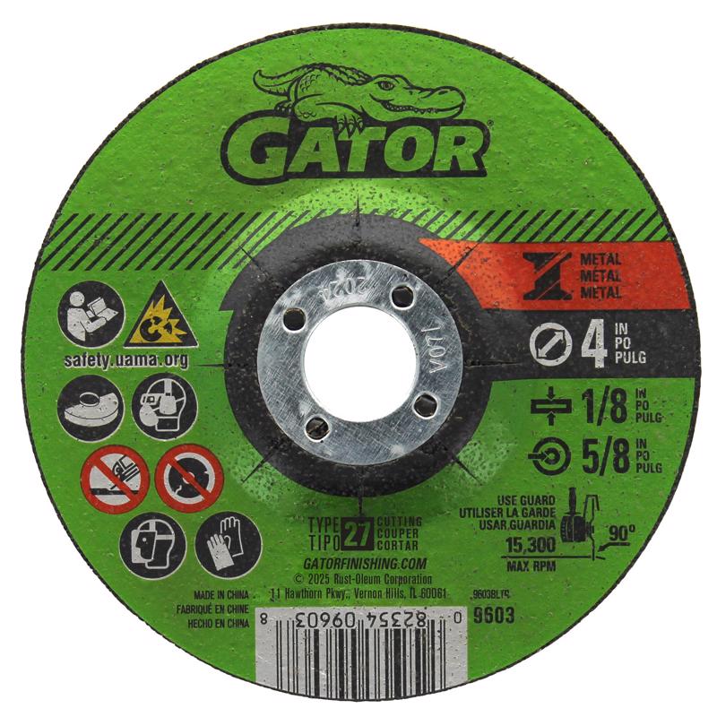 Gator 4 in. D X 5/8 in. X 1/8 in. thick Metal Grinding Wheel 1 pc