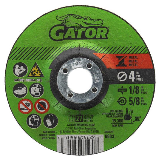 Gator 4 in. D X 5/8 in. X 1/8 in. thick Metal Grinding Wheel 1 pc