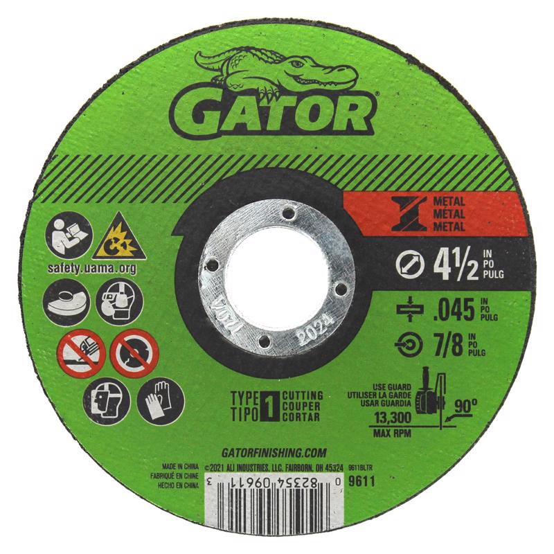 Gator 4-1/2 in. D X 7/8 in. X .045 in. thick Aluminum Oxide Type 1 Metal Cut-Off Blade 1 pc