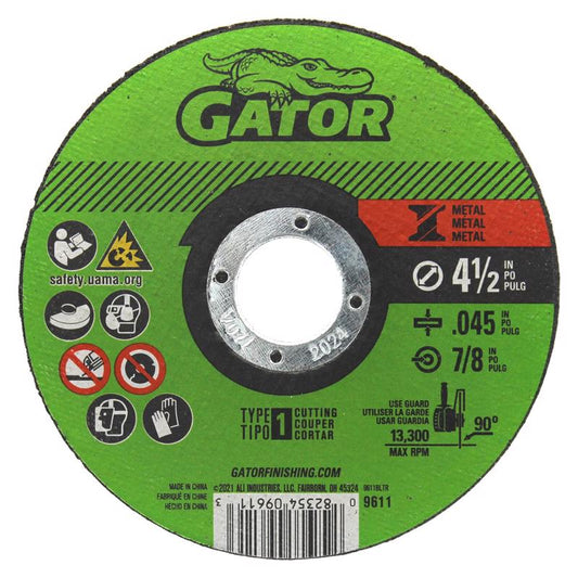 Gator 4-1/2 in. D X 7/8 in. X .045 in. thick Aluminum Oxide Type 1 Metal Cut-Off Blade 1 pc
