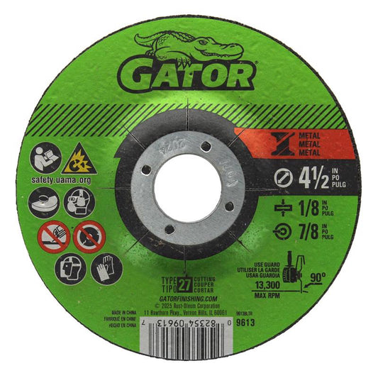 Gator 4-1/2 in. D X 7/8 in. X 1/8 in. thick Metal Grinding Wheel 1 pc