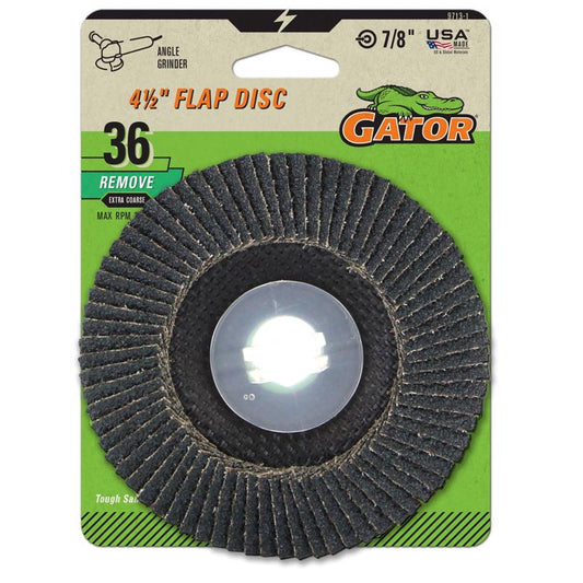 Gator 4-1/2 in. D X 7/8 in. Zirconia Aluminum Oxide Flap Disc 36 Grit 1 pk