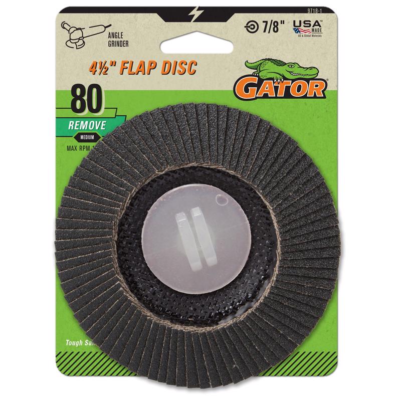 Gator 4-1/2 in. D X 7/8 in. Zirconia Aluminum Oxide Flap Disc 80 Grit 1 pk