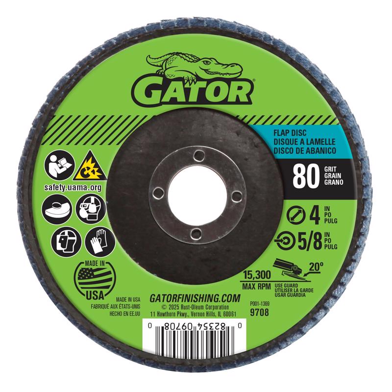 Gator 4 in. D X 5/8 in. Zirconia Aluminum Oxide Flap Disc 80 Grit 1 pk