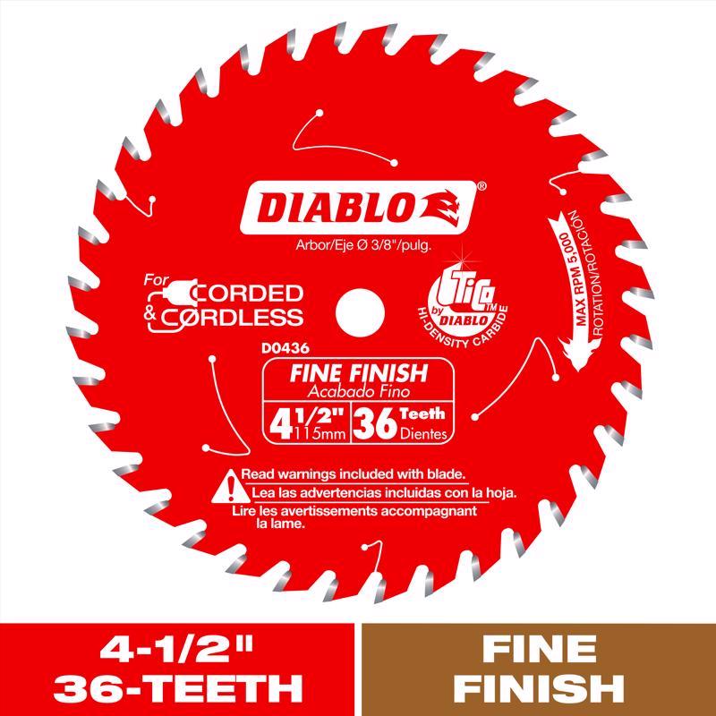 Diablo 4-1/2 in. D X 3/8 in. Fine Finish TiCo Hi-Density Carbide Circular Saw Blade 36 teeth 1 pk