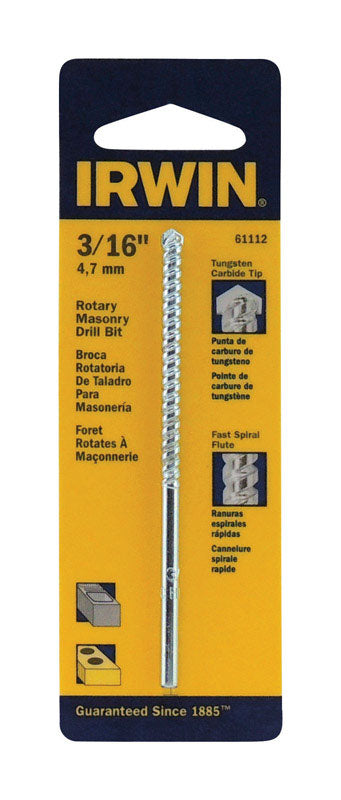 Irwin 3/16 in. X 4 in. L Chrome Vanadium Steel Rotary Drill Bit Straight Shank 1 pk