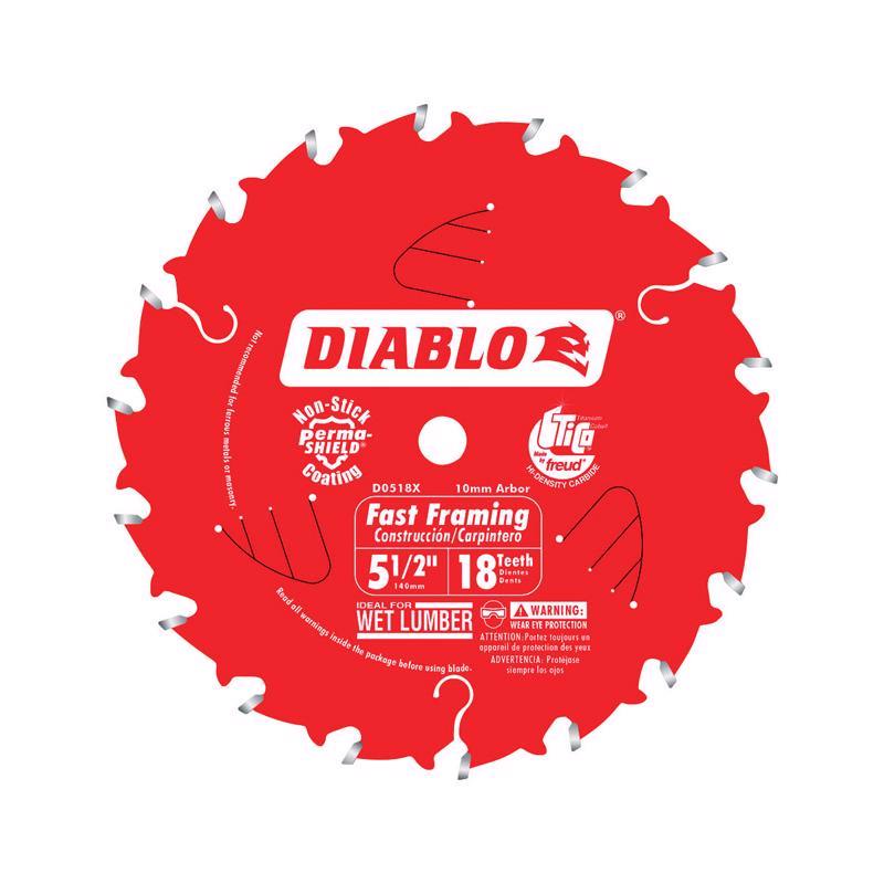 Diablo 5-1/2 in. D X 10 mm Fast Framing TiCo Hi-Density Carbide Trim Saw Blade 18 teeth 1 pk