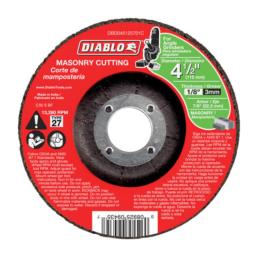 Diablo 4-1/2 in. D X 7/8 in. X 1/8 in. thick Silicon Carbide Masonry Cut-Off Disc 1 pk