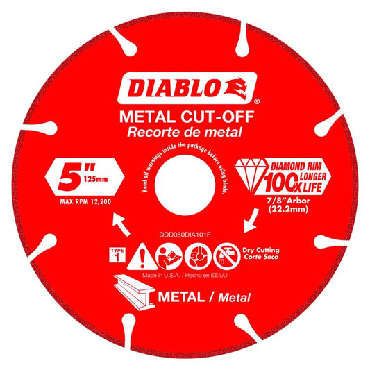 Diablo 5 in. D X 7/8 in. X 0.039 in. thick Diamond Metal Cut-Off Wheel