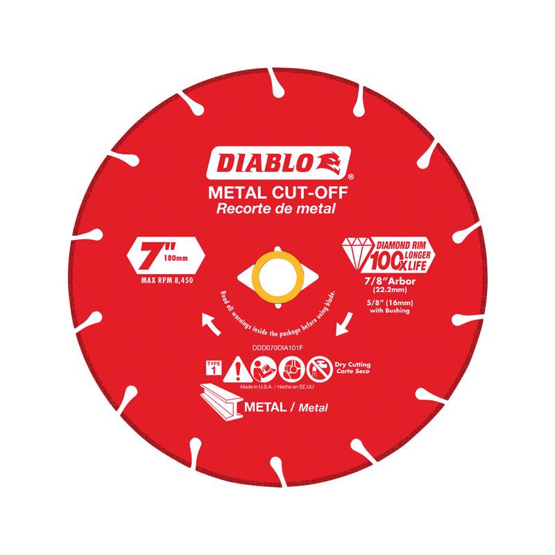 Diablo 7 in. D X 7/8 in. X 0.065 in. thick Diamond Metal Cut-Off Wheel