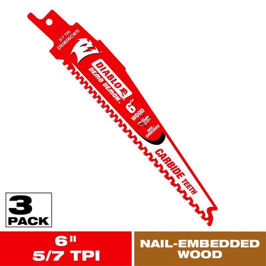 RECIP SAW BLADE 6" 5/7TPI