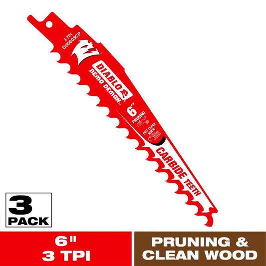 CARBIDE RECIP BLD 6" 3PK