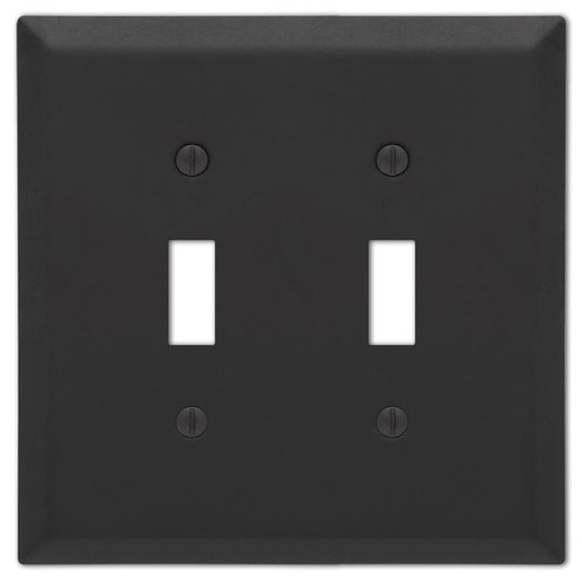 WALL PLATE 2G BLK TOGGLE