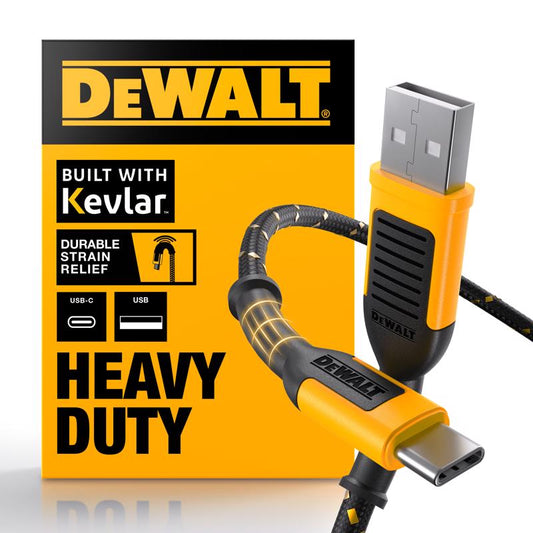 DeWalt USB to Type C Cable 6 ft. Black/Yellow