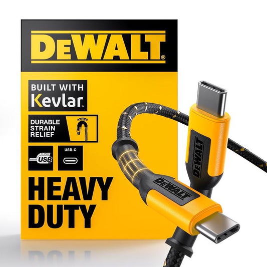 DeWalt Type C to Type C Cable 4 ft. Black/Yellow