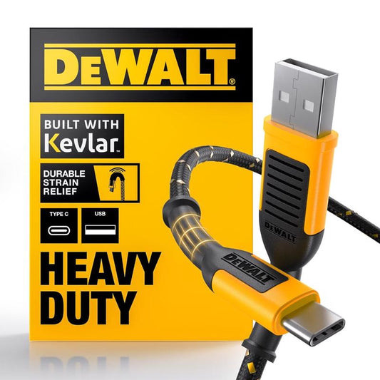 DeWalt USB-A to USB-C Cable 10 ft. Black/Yellow