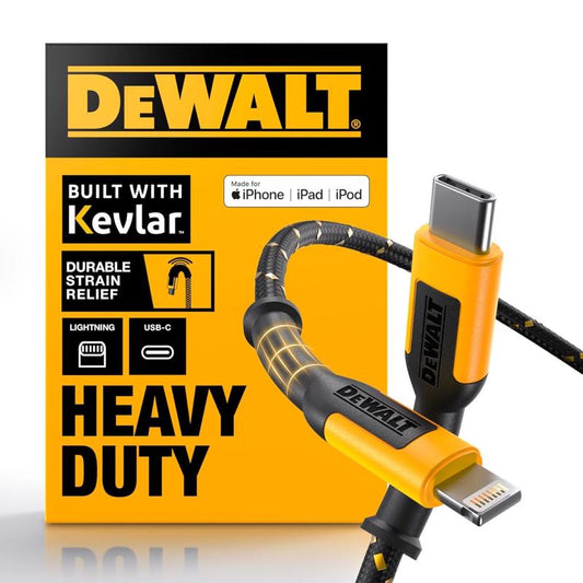 DeWalt Lightning to USB-C Cable 4 ft. Black/Yellow