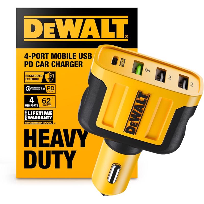 DeWalt 4 Port Car Cell Phone Charger 1 pk