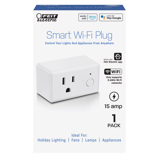 Feit Smart Home Commercial and Residential Plastic Indoor Smart-Enabled Plug 1-15R