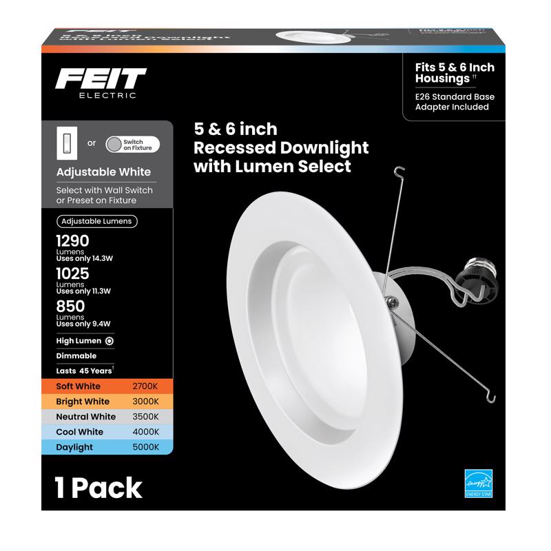 Feit Enhance White 7.4 in. W Aluminum LED Dimmable Recessed Downlight 14.3 W