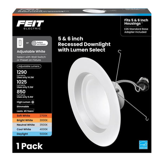 Feit Enhance White 7.4 in. W Aluminum LED Dimmable Recessed Downlight 14.3 W