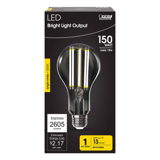 Feit A21 E26 (Medium) Filament LED Bulb Bright White 150 Watt Equivalence 1 pk